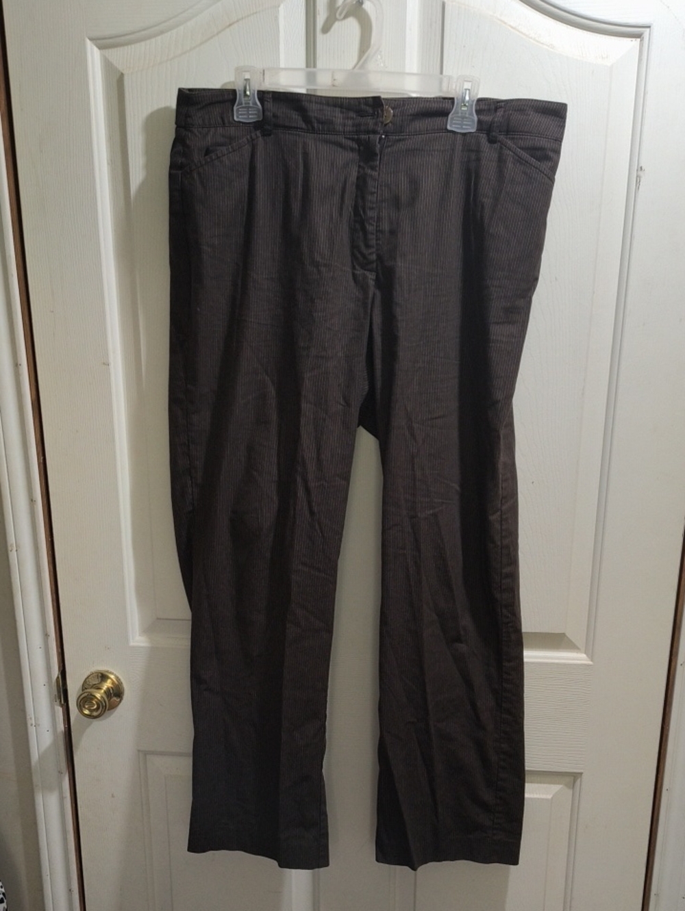 Kim Rogers Brown Pinstriped Dress Pants